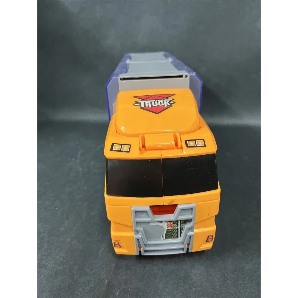 Joyin Orange Cargo Truck Semi &Trailer Holds 12 Hot Wheel Vehicles Fold Up Sides